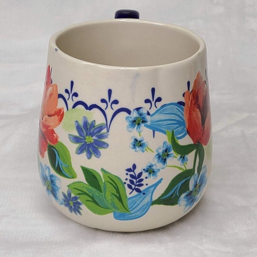 Pioneer Woman Spring Bouquet Floral Stoneware Mug Cup Cobalt Blue Handle 19oz - Picture 5 of 8
